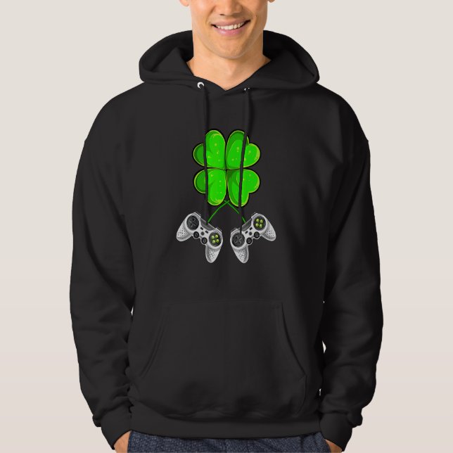 St patrick's day Shamrock Kärlek Video Game Hoodie (Framsida)