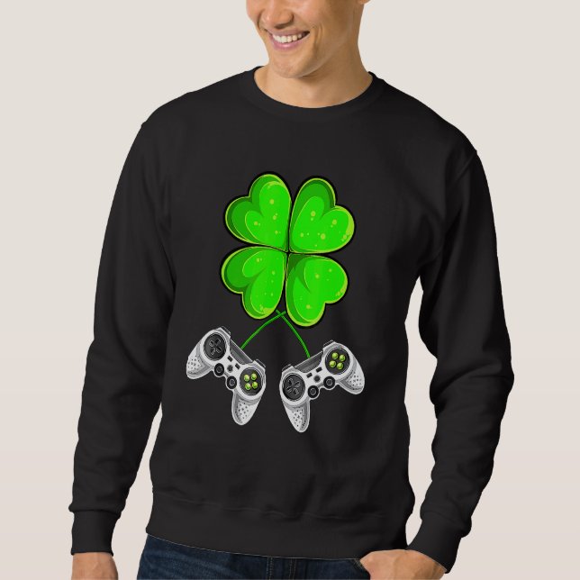 St patrick's day Shamrock Kärlek Video Game Lång Ärmad Tröja (Framsida)