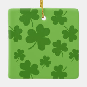 St patrick's day Shamrock Klöver Mönster Julgransprydnad Keramik