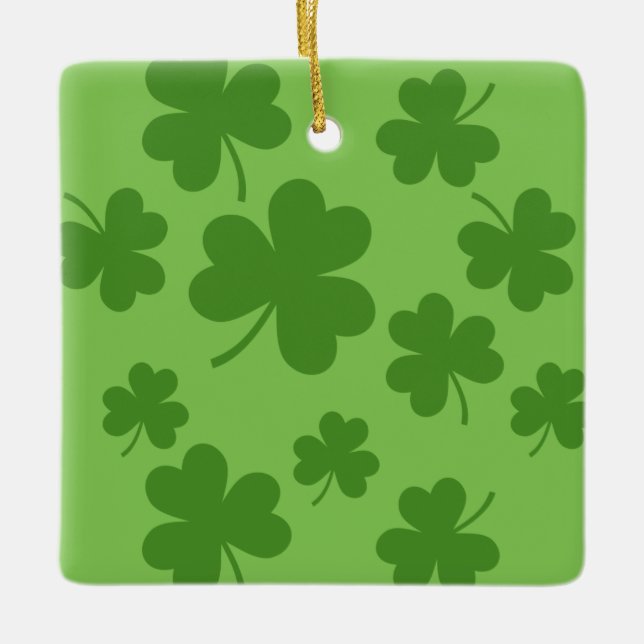St patrick's day Shamrock Klöver Mönster Julgransprydnad Keramik (Framsida)