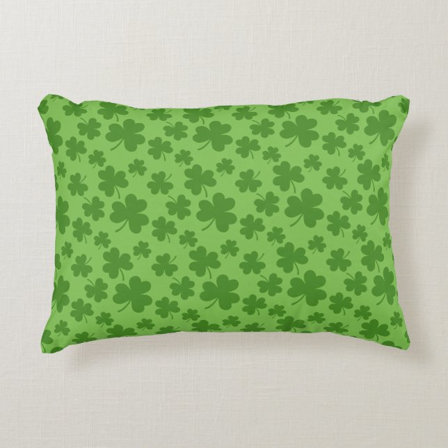 St patrick's day Shamrock Klöver Mönster Prydnadskudde (Framsidan)