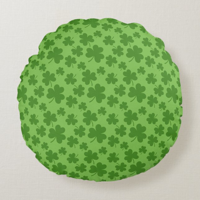 St patrick's day Shamrock Klöver Mönster Rund Kudde (Framsidan)