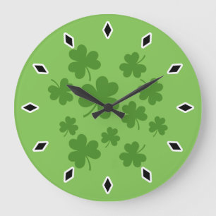 St patrick's day Shamrock Klöver Mönster Stor Klocka