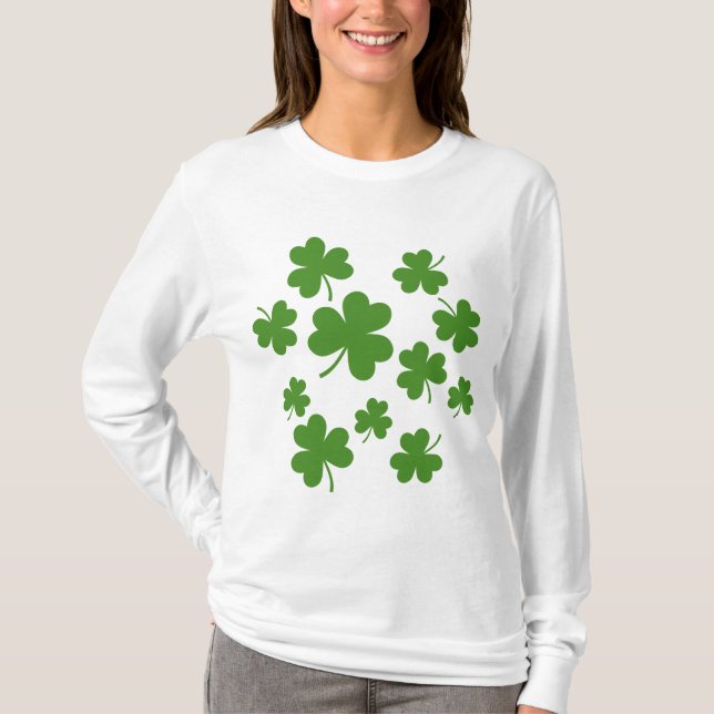 St patrick's day Shamrock Klöver Mönster T Shirt (Framsida)