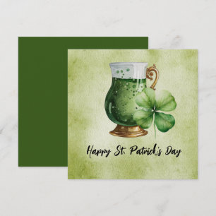 St. Patrick's Day Shamrock Klöver och öl Kort