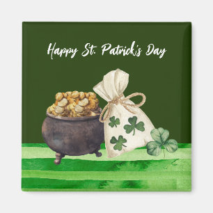 St. Patrick's Day Shamrock Klöver och Pot Magnet