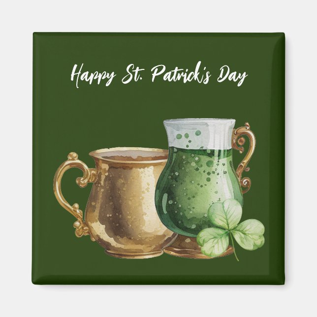 St. Patrick's Day Shamrock Klöver och Pot Magnet (Framsidan)