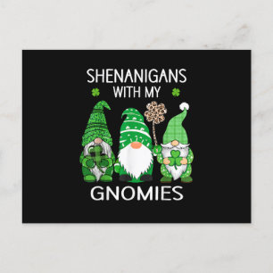 St patricks day Shamrock leopard gnomes Vykort