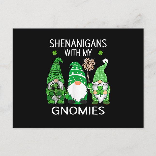 St patricks day Shamrock leopard gnomes Vykort (Framsida)