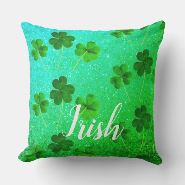 St patrick's day Shamrock Löv Glitter Grönt Ombre Kudde (Framsida)