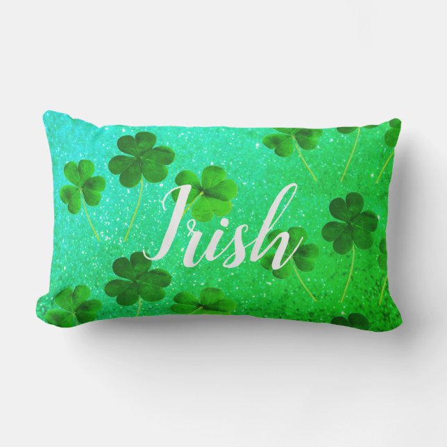 St patrick's day Shamrock Löv Glitter Grönt Ombre Lumbarkudde (Framsida)