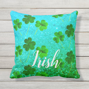 St patrick's day Shamrock Löv Glittery Blue Grön Kudde