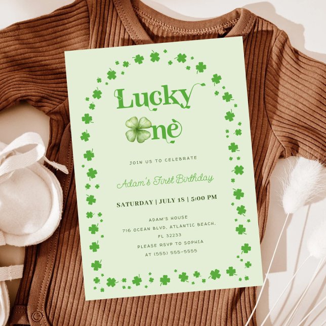 St. Patrick's Day Shamrock Lucky 1:a födelsedagen Inbjudningar (Skapare uppladdad)