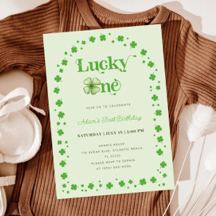 St. Patrick's Day Shamrock Lucky 1:a födelsedagen Inbjudningar