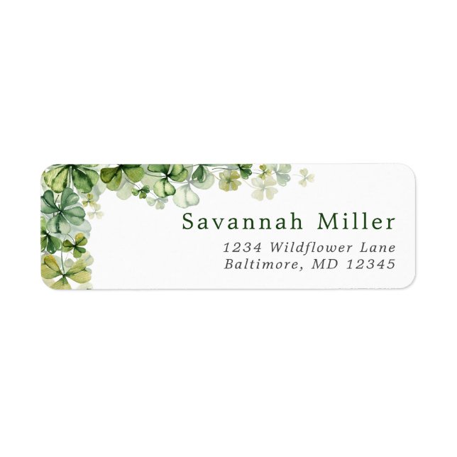 St. Patrick's Day Shamrock Lucky 4 Löv Klöver Returadress Etikett (Framsidan)