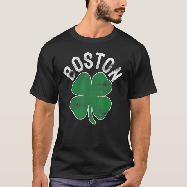 St patrick's day Shamrock Massachusetts Boston Iri T Shirt (Framsida)