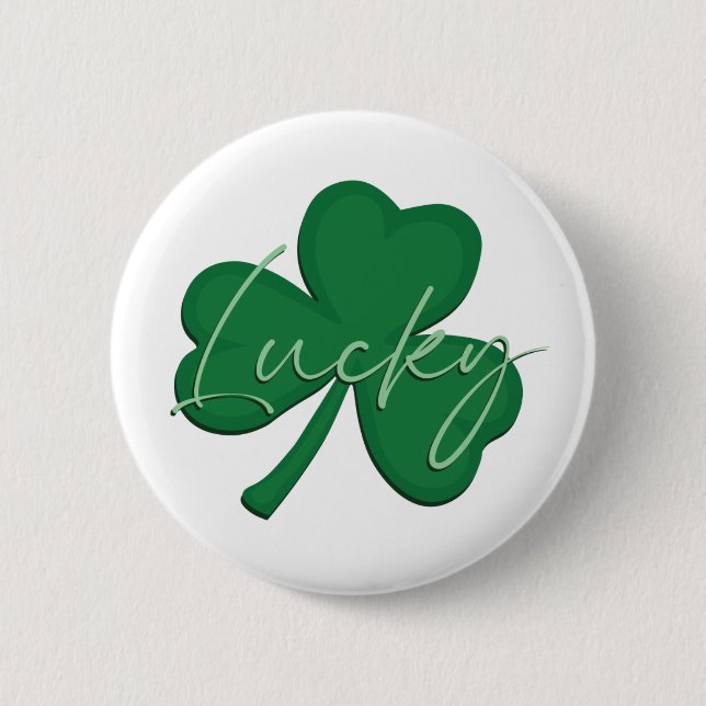 St patrick's day Shamrock med Lucky script Knapp (Framsida)