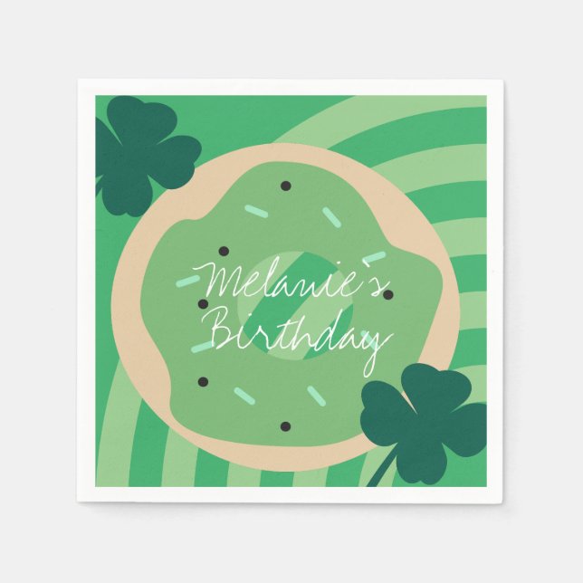 St Patricks Day Shamrock Munk Grönska Party Pappersservett (Framsidan)