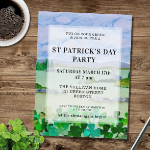 St patrick's day Shamrock Party-inbjudan Vykort