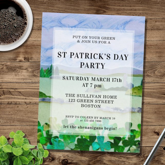 St patrick's day Shamrock Party-inbjudan Vykort (Skapare uppladdad)