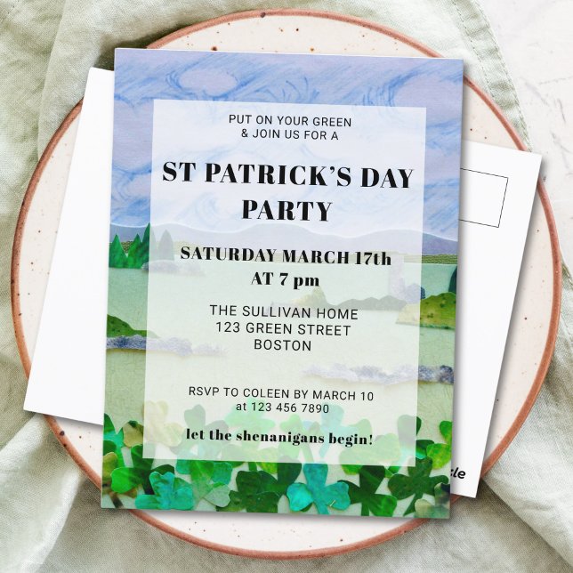 St patrick's day Shamrock Party-inbjudan Vykort (Skapare uppladdad)
