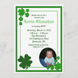 St. Patrick's Day Shamrock *PHOTO* Birthday 5x7 Inbjudningar