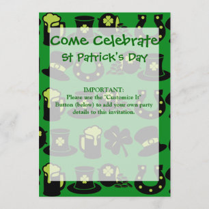 st patricks day Shamrock Pot of Guld Grönt Beer Inbjudningar