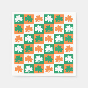 St. Patrick's Day Shamrock Roligt Checker Mönster Pappersservett