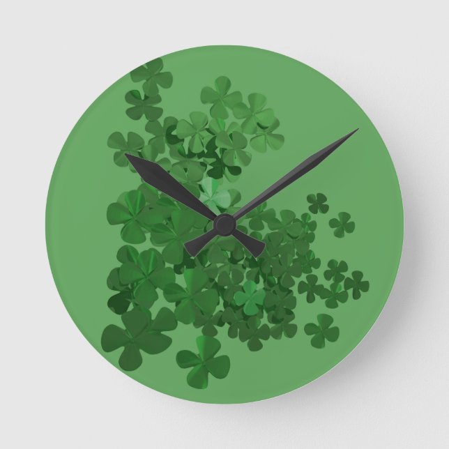 St. Patrick's Day Shamrock Rund Klocka (Framsida)