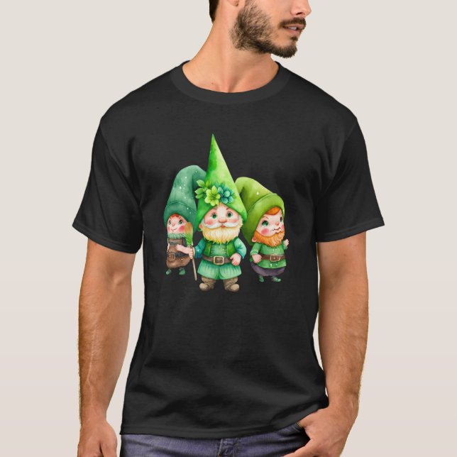 St Patricks Day Shamrock Shirt Three Gnomes St Pat T Shirt (Framsida)