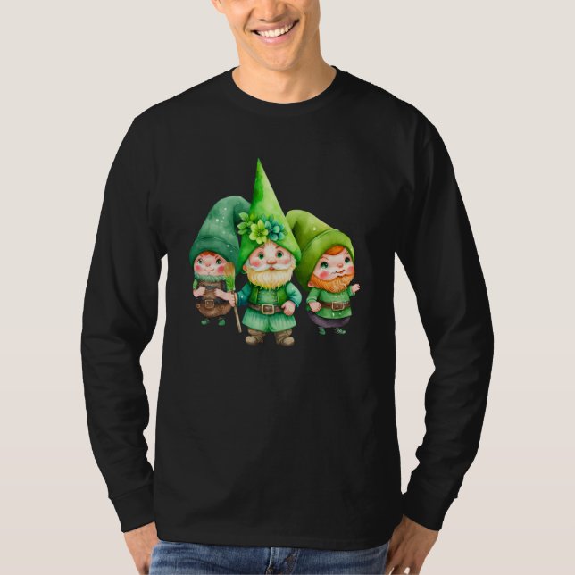 St Patricks Day Shamrock Shirt Three Gnomes St Pat T Shirt (Framsida)