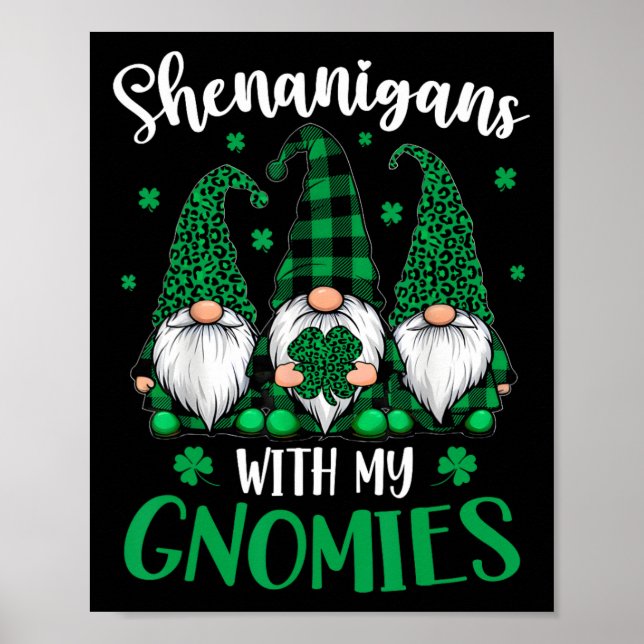 St Patricks Day Shamrock söta Gnomes irländska Kvi Poster (Framsidan)