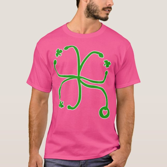 St. Patrick's Day Shamrock Stethoscope Irish Nurse T Shirt (Framsida)