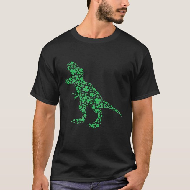 St. Patrick's Day Shamrock T Rex Tyrannosaurus Din T Shirt (Framsida)