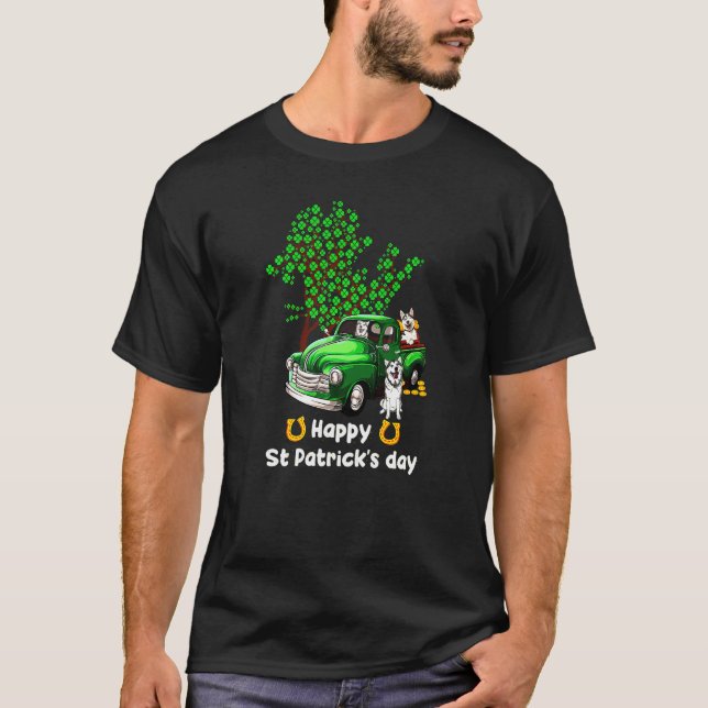 St patricks day Shamrock Tass Hund Manar Kvinnor K T Shirt (Framsida)