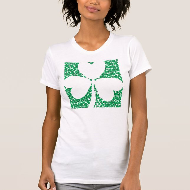 St patricks day Shamrock tillverkad av små schaktm T-shirt (Framsida)