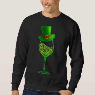 St patrick's day Shamrock Vin Glass Costume Manar Lång Ärmad Tröja