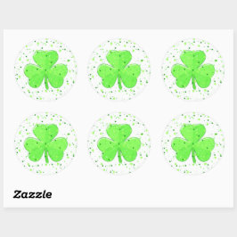 St patrick's day Shamrock with Stars and Speckles Runt Klistermärke