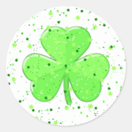 St patrick's day Shamrock with Stars and Speckles Runt Klistermärke