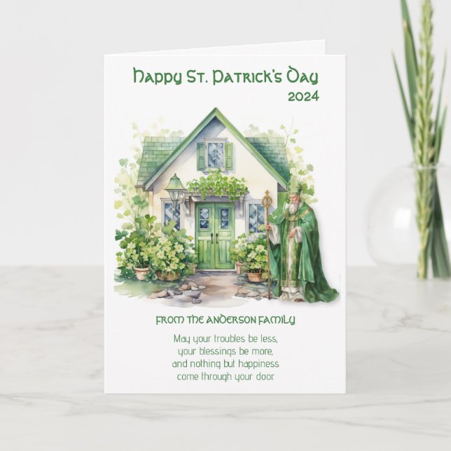 St. Patricks Day Shamrocks Blessing and Prayer Kort (Framsida)