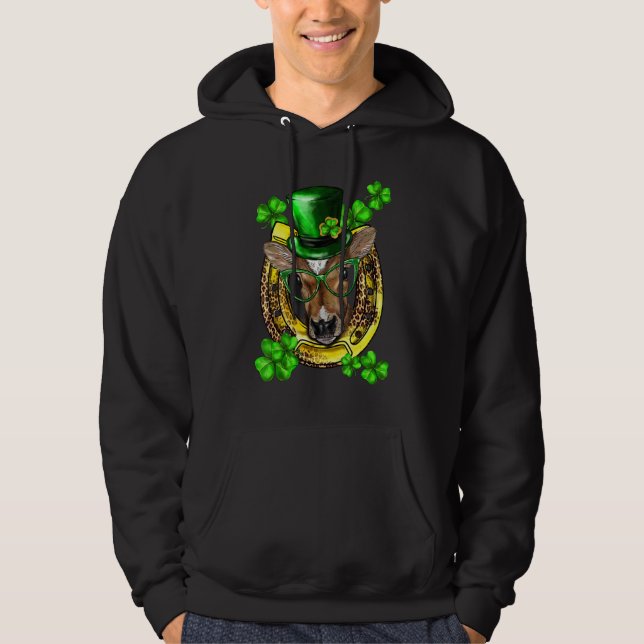 St patricks day Shamrocks Funny Lucky Cow Heifer H Hoodie (Framsida)