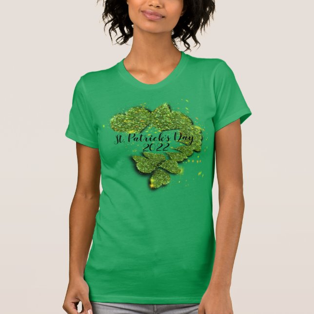 St. Patrick's Day | Shamrocks | gnistrande hjärtan T Shirt (Framsida)