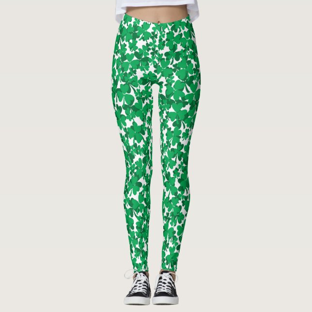 St. Patrick's Day Shamrocks Leggings (Framsida)