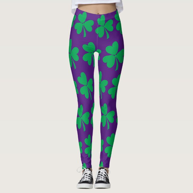 St patricks day Shamrocks Leggings (Framsida)