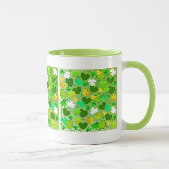 St. Patrick's Day Shamrocks och Hjärtan Mugg (Höger)
