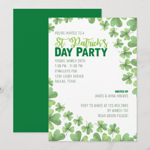St patrick's day Shamrocks Party-inbjudan