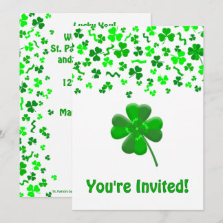 St Patrick's Day Shamrocks Personalized Flat Inbjudningar