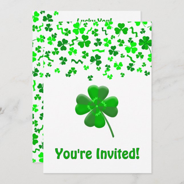 St Patrick's Day Shamrocks Personalized Flat Inbjudningar (Fram/baksida)