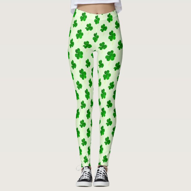St patrick's day Shamrocks Shower Leggings (Framsida)
