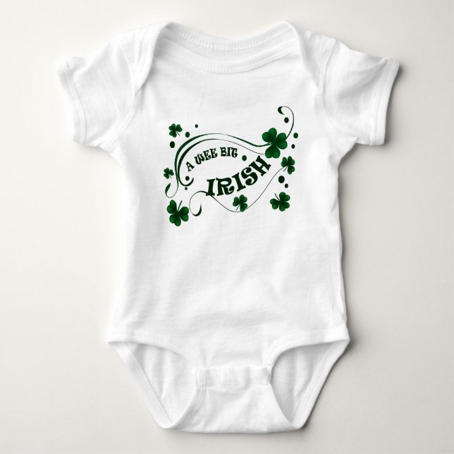 St. Patricks Day Shamrocks Wee Bit Irish Infants Tee Shirt (Framsida)